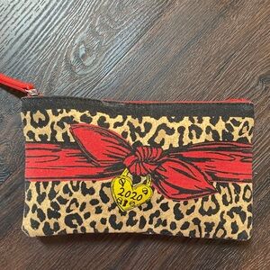 Brighton Leopard Print Cosmetic Bag with Red and Yellow Accents